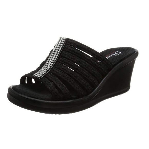 skechers cali women's rumblers hot shot wedge sandal